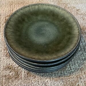 JARS France Tourron Samoa Vert Green Set of 5 Salad / Desert Plates 7.75”